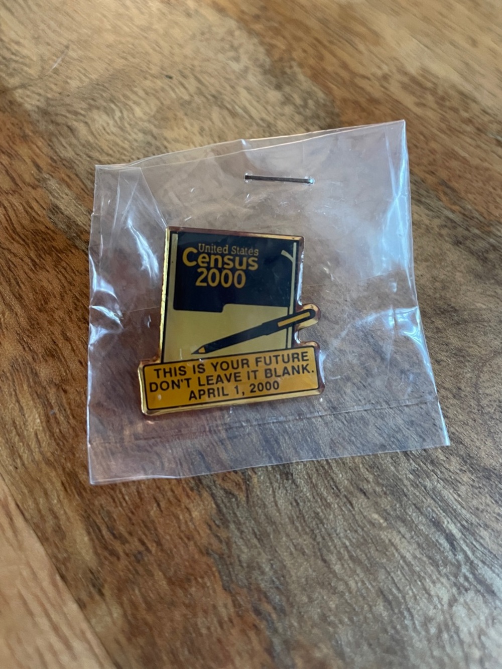 VINTAGE Census 2000 Pin, Black and Gold